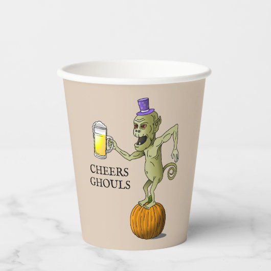 ハロウィンパーティーのモンスター 紙コップ (正面)