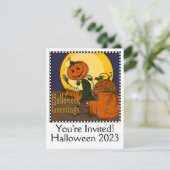 ハロウィンパーティーのヴィンテージ招待状 招待状 (スタンド正面)