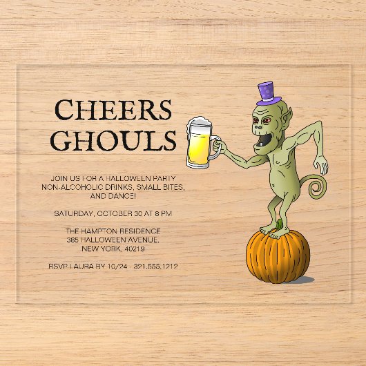 ハロウィンパーティーの乾杯 アクリル招待状 (正面)