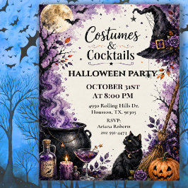 ハロウィンパーティーの仮装とカクテル祝賀会 招待状