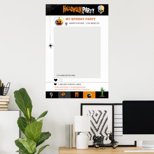 ハロウィンパーティーの写真フレームテンプレート ポスター (ホームオフィス)