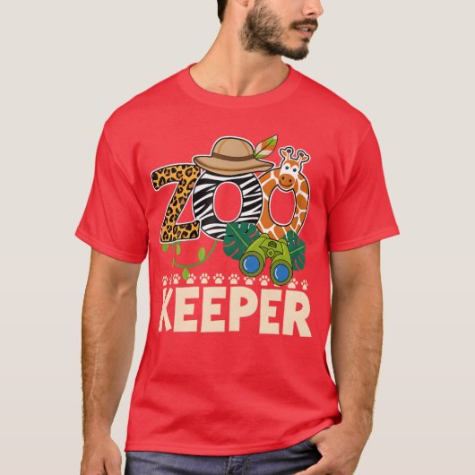ハロウィンパーティーの動物園管理人 サファリ動物園の飼育員 Tシャツ (正面)