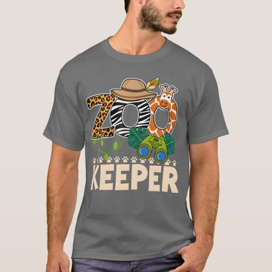 ハロウィンパーティーの動物園管理人 サファリ動物園の飼育員 Tシャツ (正面)