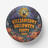 ハロウィンパーティーの名前と年号入り ペーパーボウル (正面)