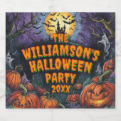 ハロウィンパーティーの名前と年 スパークリングワインラベル (シングルラベル)