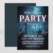 ハロウィンパーティーの夜の怖い墓地 招待状 (正面/裏面)