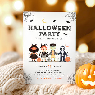 ハロウィンパーティーの子供用スプーキー招待状 招待状