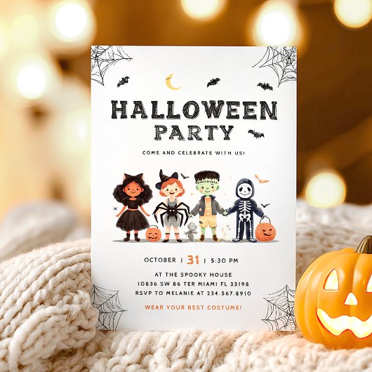 ハロウィンパーティーの子供用スプーキー招待状 招待状