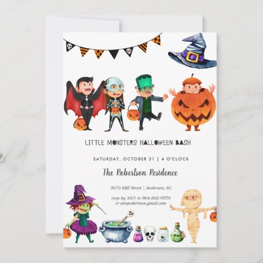 ハロウィンパーティーの子供用招待状 (正面)