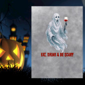 ハロウィンパーティーの怖い幽霊の仮装カクテル 招待状