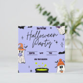 ハロウィンパーティーの招待状カード セーブザデート (スタンド正面)