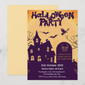ハロウィンパーティーの招待状 - お化け屋敷 招待状 (正面/裏面)