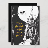 ハロウィンパーティーの招待状 - お化け屋敷 招待状 (正面/裏面)