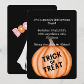 ハロウィンパーティーの招待状（かぼちゃと幽霊付き） 招待状 (正面/裏面)