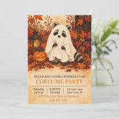 ハロウィンパーティーの招待状 アライグマのオバケコスチューム 招待状 (スタンド正面)