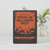 ハロウィンパーティーの招待状 オレンジ 黒 招待状 (スタンド正面)
