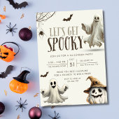 ハロウィンパーティーの招待状、ゴーストとカボチャの衣装 招待状