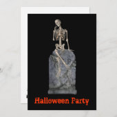 ハロウィンパーティーの招待状 スケルトンの墓石 招待状 (正面/裏面)