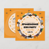 ハロウィンパーティーの招待状 - スプーキリシャス 招待状 (正面/裏面)