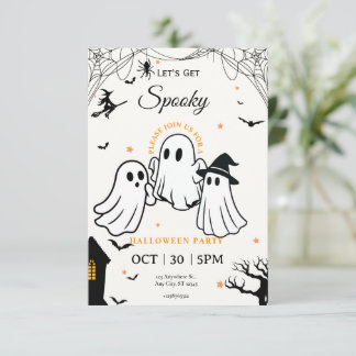 ハロウィンパーティーの招待状 | スプーキーかわいいハロウィン 招待状