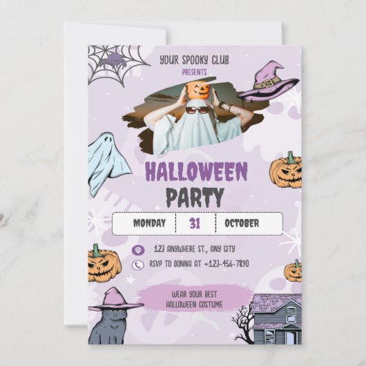 ハロウィンパーティーの招待状, スプーキーなハロウィン 招待状 (正面)