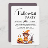 ハロウィンパーティーの招待状 - ハッピーカボチャ (正面/裏面)