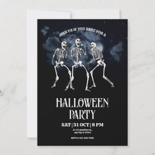ハロウィンパーティーの招待状,ハロウィンスケルトンパーティー 招待状