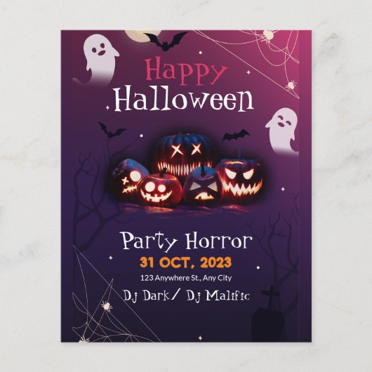 ハロウィンパーティーの招待状、ホラー・ハロウィン チラシ (正面)