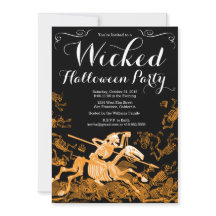 ハロウィンパーティーの招待状：ヴィンテージ骸骨