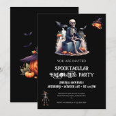 ハロウィンパーティーの招待状 - 不気味でかわいいデザイン 招待状 (正面/裏面)