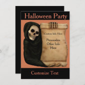 ハロウィンパーティーの招待状 怖い&不気味な骸骨 招待状 (正面/裏面)