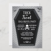 ハロウィンパーティーの招待状 棺 バット スカル クロスボーン 招待状 (正面)