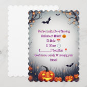 ハロウィンパーティーの招待状 🎃 楽しくて怖い 招待状 (正面/裏面)