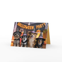 ハロウィンパーティーの招待状 - 犬