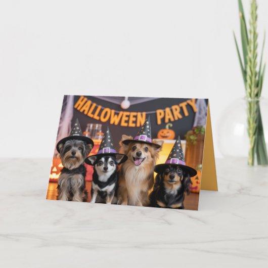 ハロウィンパーティーの招待状 - 犬 カード (正面)