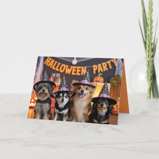 ハロウィンパーティーの招待状 - 犬 カード (正面)