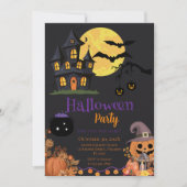 ハロウィンパーティーの招待状 骸骨のイラスト入り 招待状 (正面)