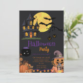 ハロウィンパーティーの招待状 骸骨のイラスト入り 招待状 (スタンド正面)