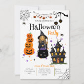 ハロウィンパーティーの招待状 骸骨のイラスト入り 招待状 (正面)