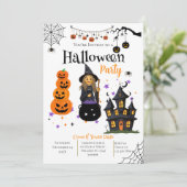 ハロウィンパーティーの招待状 骸骨のイラスト入り 招待状 (スタンド正面)