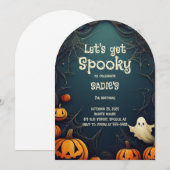 ハロウィンパーティーの招待状 Let's Get Spooky 招待状 (正面/裏面)