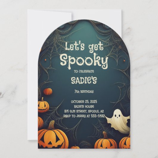 ハロウィンパーティーの招待状 Let's Get Spooky 招待状 (正面)