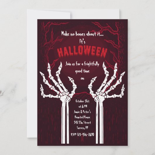 ハロウィンパーティーの招待状 No Bones About It 招待状 (正面)