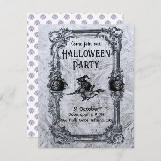 ハロウィンパーティーの招待状v1 シーズンカード (正面/裏面)