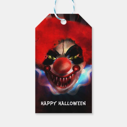 ハロウィンパーティーの景品:怖い殺人ピエロ ギフトタグ (正面)