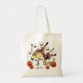 ハロウィンパーティーの楽器に幽霊が! トートバッグ (正面)