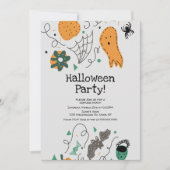ハロウィンパーティーの衣装の幽霊柄イラスト 招待状 (正面)