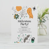 ハロウィンパーティーの衣装の幽霊柄イラスト 招待状 (スタンド正面)