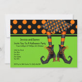 ハロウィンパーティーの魔女のストッキング 招待状 (正面)