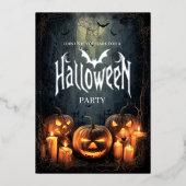 ハロウィンパーティーを盛り上げよう 箔招待状 (正面)